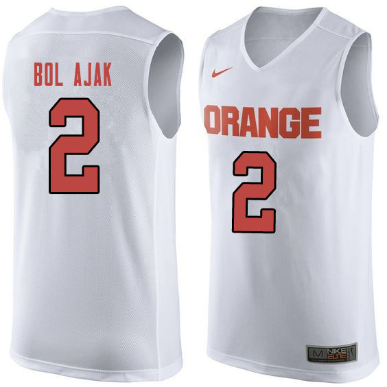 Men #2 John Bol Ajak Syracuse White College Basketball Jerseys Sale-Orange